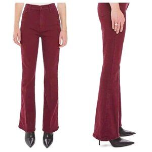 Mother High Waisted Weekender Skimp Flare Jeans in wash Burgundy Size 27